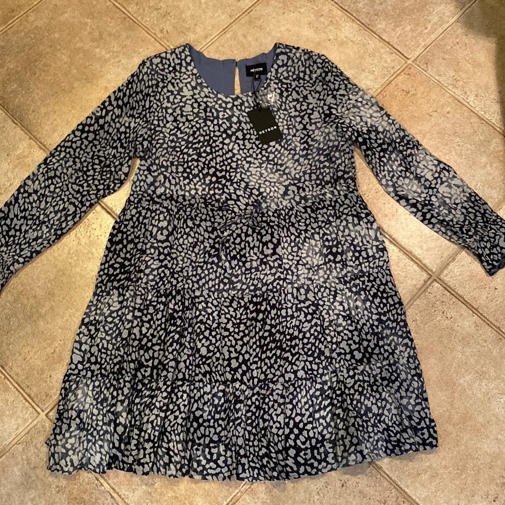 NWT Heyson Blue Leopard Dress Size Large